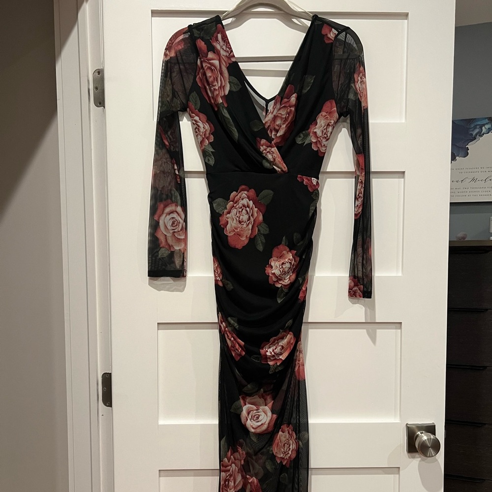 A.N.Designs black floral dress- Brand New with tags